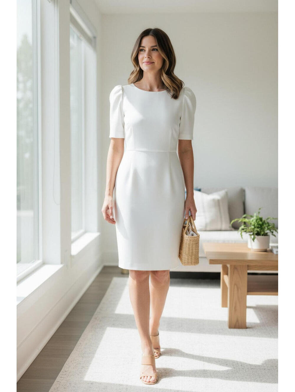 Size 14 – Calvin Klein Ivory Sheath Dress | Lined